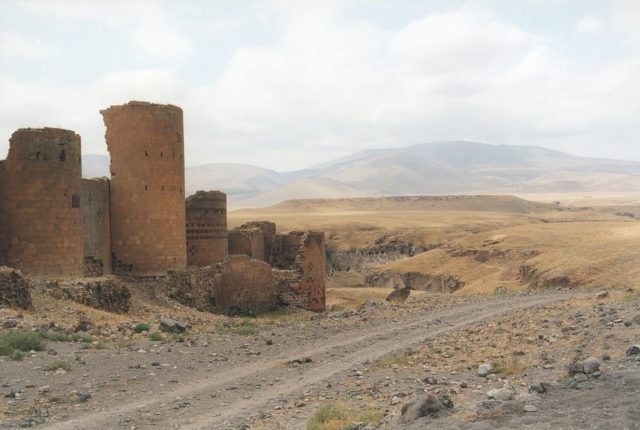 The walls of Ani showing a defensive tower. Source