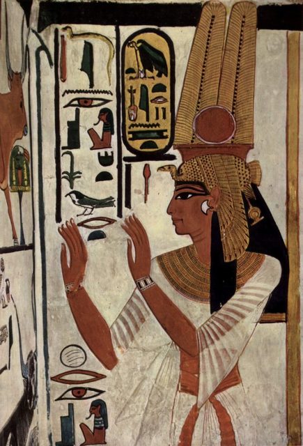 Tomb wall depicting Nefertari.Source