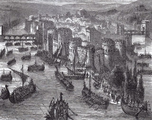 Viking Ships besieging Paris.Source