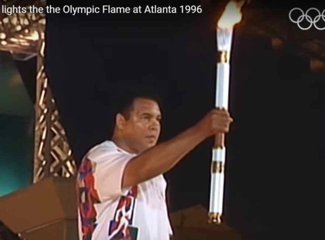 Muhammad Ali lights the Olympic flame
