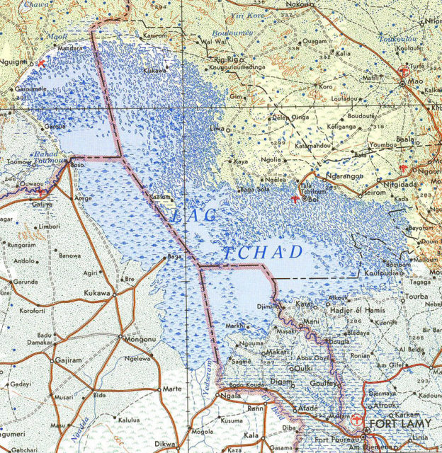 Map of the lake in 1973. Source:Wikipedia/public domain