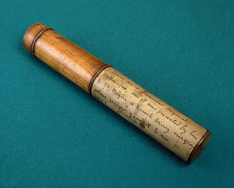 One of the original stethoscopes belonging to Rene Theophile Laennec made of wood and brass. Photo Credit