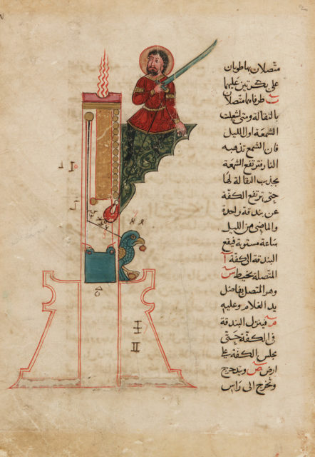 Al-Jazari's candle clock in 1206 Source:Wikipedia/public domain