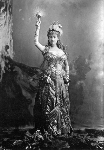 Alice Vanderbilt dresses as Electic Light by Worth for the Vanderbilt fancy dress ball of 1883.