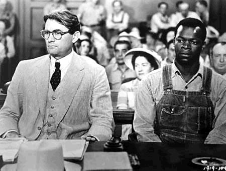 A scene from the movie - Atticus Finch (G. Peck) and Tom Robinson (B. Peters).