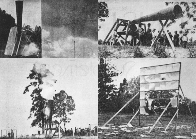 Collage of images of the Stiger vortex guns experiments, 1901. Wikipedia Public Domain