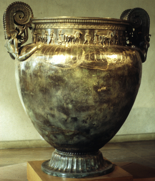 More details The Vix Krater, an imported Greek wine-mixing vessel found in the famous grave of the "Lady of Vix" Photo Credit