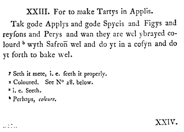 for-to-make-tartys-in-applis-18th-century-print-of-a-14th-century-recipe