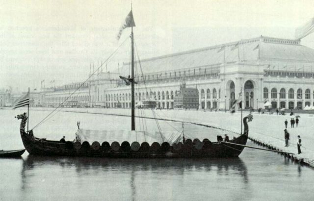 Gokstad ship replica Viking at the World's Columbian Exposition Chicago in 1893.Source:Wikipedia/Public DOmain
