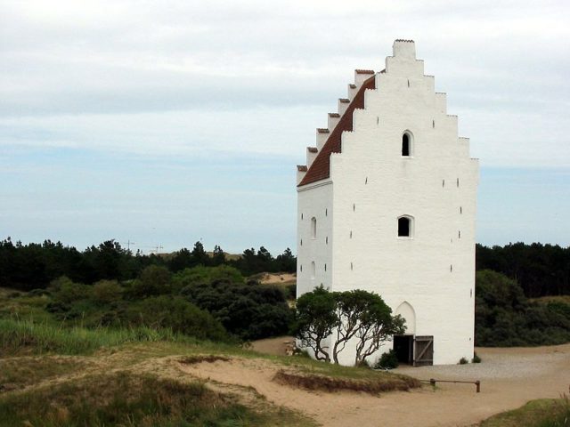 It was a brick church of considerable size, located 2 kilometres (1.2 mi) southwest of the town centre of Skagen, Denmark. Photo Credit