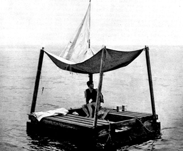 Poon Lim and his raft. Photo made on request of the US Navy for its Survival Training. Wikipedia/Public Domain