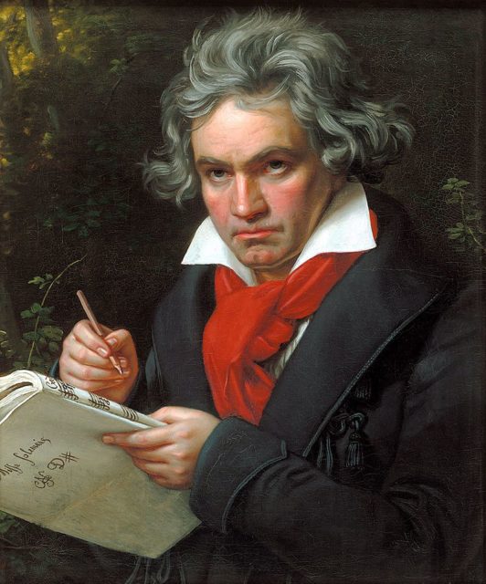 Portrait of Ludwig van Beethoven in 1820. Beethoven was almost completely deaf when he composed his ninth symphony.Source: Wikipedia Public Domain