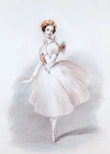 Marie Taglioni wearing a Romantic tutu. By English Wikipedia user Mrlopez2681, CC BY-SA 3.0, https://commons.wikimedia.org/w/index.php?curid=6579670