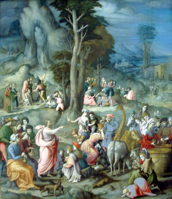 The Gathering of Manna (1540) by Francesco Bacchiacca. The artist's accurate depiction owes a debt to the Medici giraffe Source: Wikipedia/Public DOmain