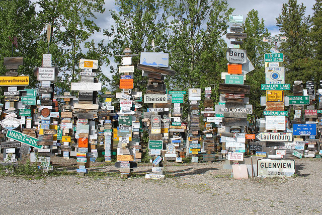 The Sign Post Forest currently sprawls across more than two acres. By Eli Duke Flickr CC BY-SA 2.0