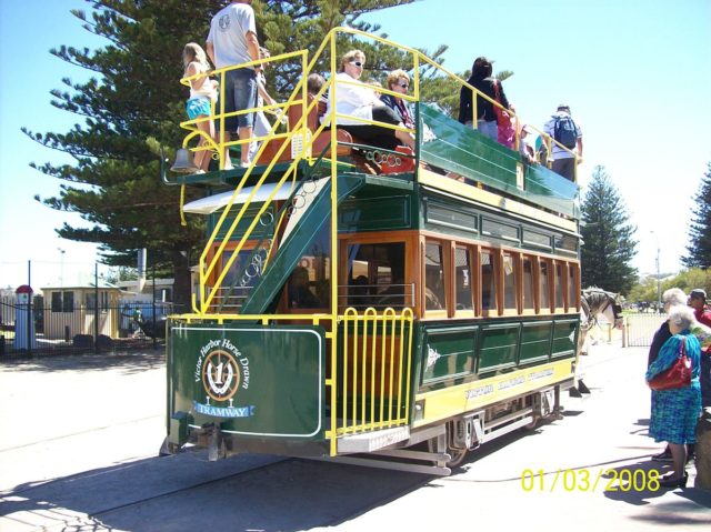 Tramcar at the mainland terminus. Photo Credit