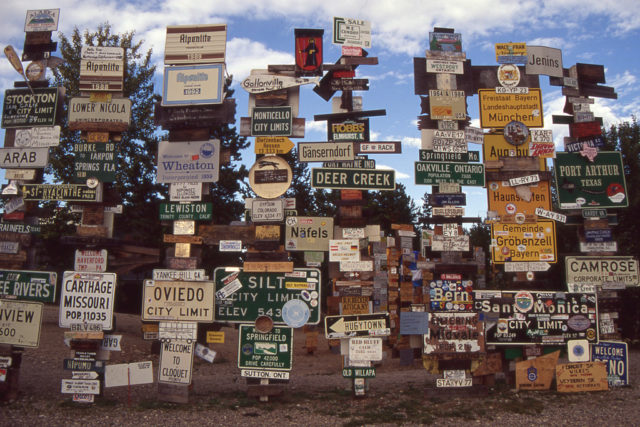 Watson Lake’s most famous attraction. By Eli Duke Flickr CC BY-SA 2.0