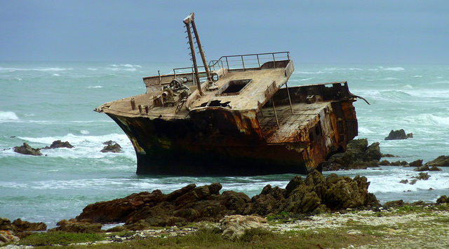 the shipwreck of the Japanese fishing trawler Meisho Maru No. 38, barely a kilometer or two just west of Cape Agulhas lighthouse. Photo Credit