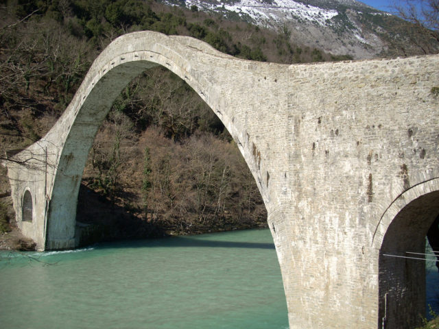 The widest stone bridge in Ipiros and the biggest single-arch bridge in the Balkans. By peppi9 CC BY-SA 2.0