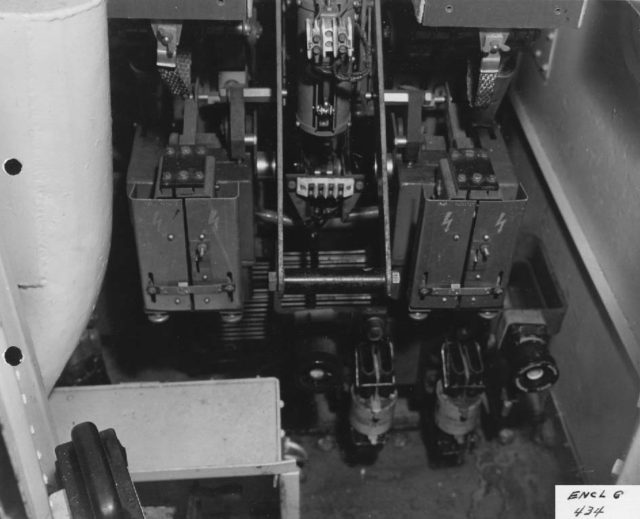 Caption reads “Radio Gear aboard German sub.” This is actially the main battery switch in the E-motor room