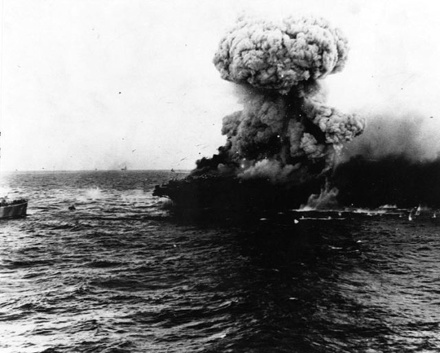 An explosion aboard USS Lexington