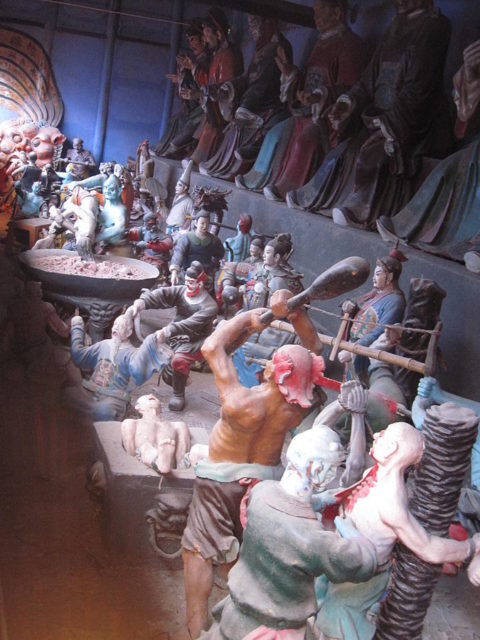 Figures representing different ways the evil will be tortured in the afterlife.