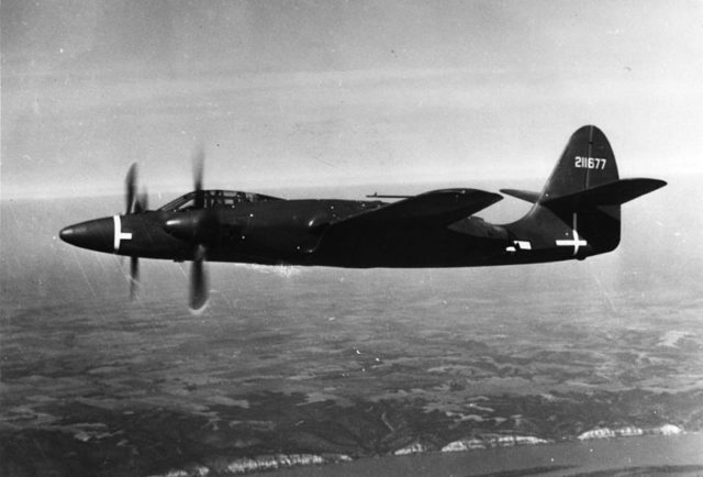 The XP-67 in flight