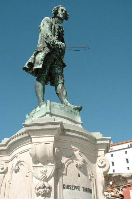 Statue of Tartini in his birth town in the Republic of Venice - Piran, today in Slovenia. Photo credit