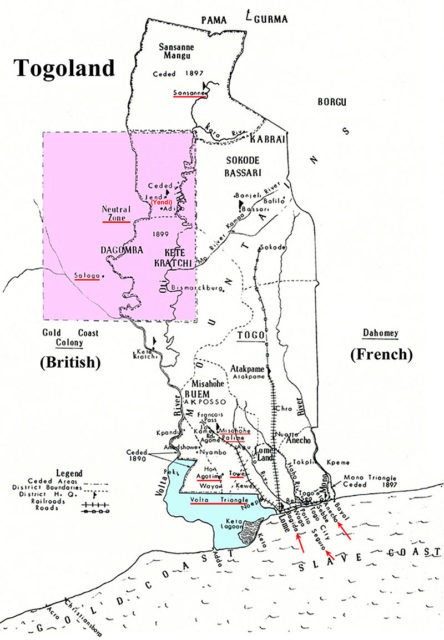 Germany and Great Britain traded Pacific Island colonies with the Togoland Neutral Zone (Yendi) and the Volta Triangle as bargaining chips. Photo credit