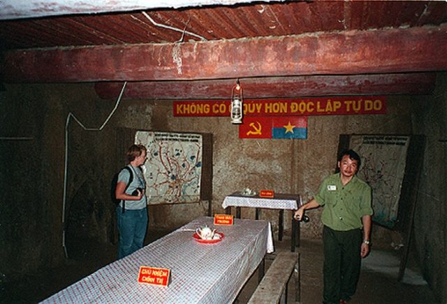 A command center where visitors can eat meals that the Viet Cong fighters had eaten. Photo Credit