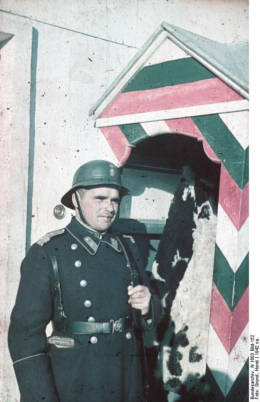 A Bulgarian sentry at his post, Sofia, 1942. Photo Credit