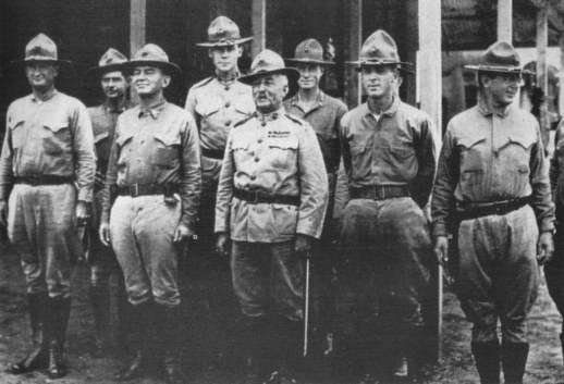 Marine Officers at Veracruz. Front row, left to right: Wendell C. Neville; John A. Lejeune; Littleton W. T. Waller, Commanding; Smedley Butler