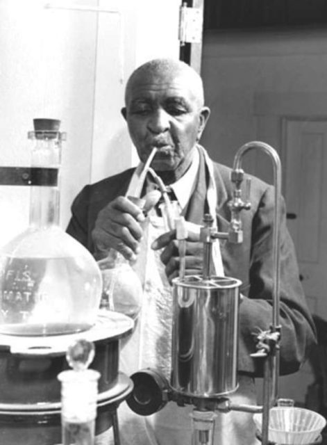 Carver working in his laboratory