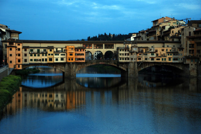 During World War II it was the only bridge across the Arno that the fleeing Germans did not destroy. Photo Credit