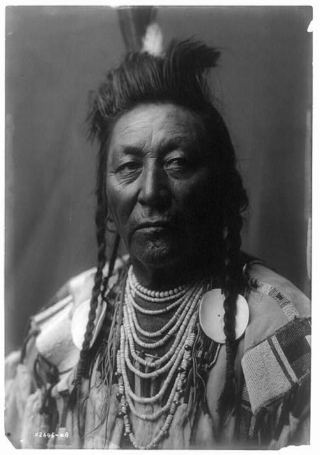 Edward S. Curtis photographic portrait of Plenty Coups,