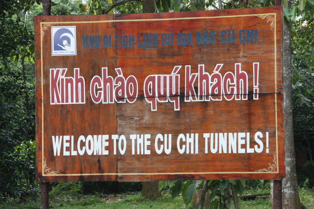 Entrance sign at the tunnels. Photo Credit