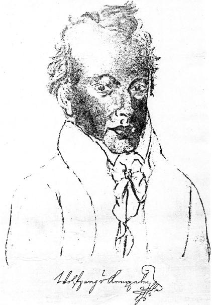 A signed charcoal self-portrait of Kempelen, who constructed the Turk