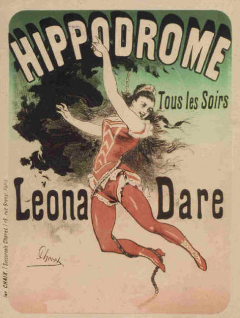 Poster for Leona Dare's performance at the Hippodrome in Paris, France