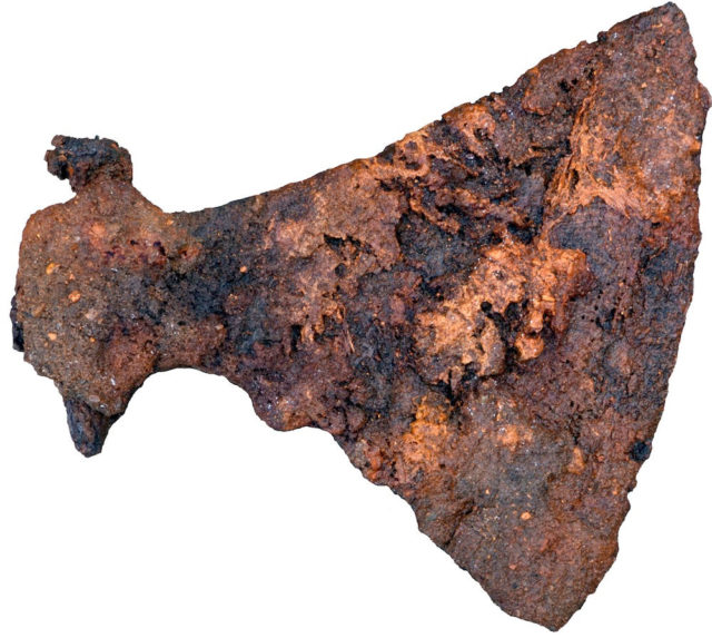 One of the largest Dane axes ever found, recovered by archaeologists from a 10th-century Viking tomb . Photo Credit: Silkeborg Museum