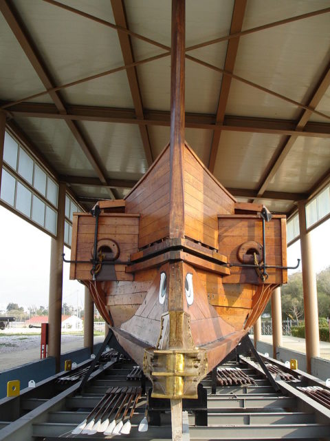 The bow of Trireme Olympias. Photo by Templar52