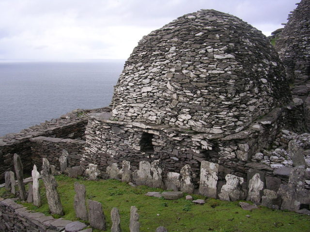 The cemetery and the Large Oratory, the earliest extant church within the monastic enclosure. Photo Credit