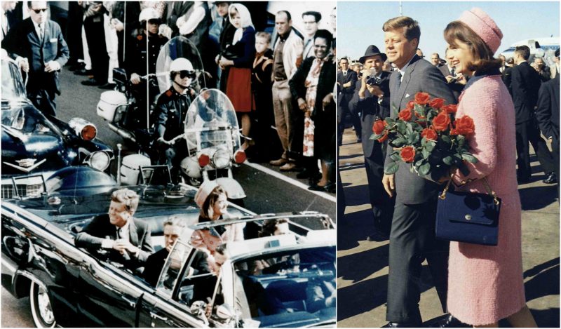 Jackie Kennedy wore her blood-splattered pink Chanel suit for the rest of  the day after JFK's assassination