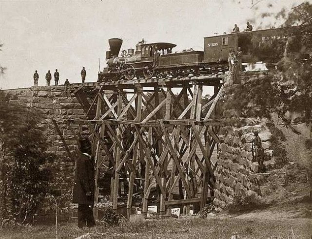 Bridge on Orange & Alexandria [Virginia] Railroad, as repaired by army engineers under Colonel Herman Haupt