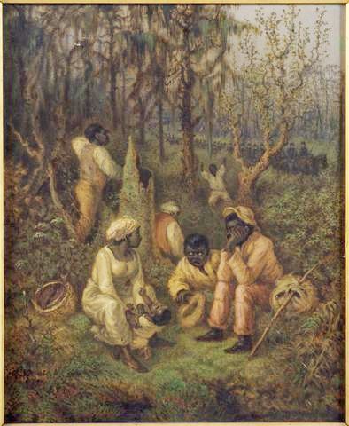 Refugee slaves in the Great Dismal Swamp before the Civil War, painted 1888