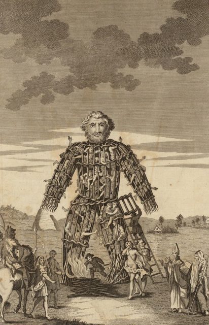 A wicker man, that, according to Caesar, was used by the Celts to sacrifice humans to their gods.