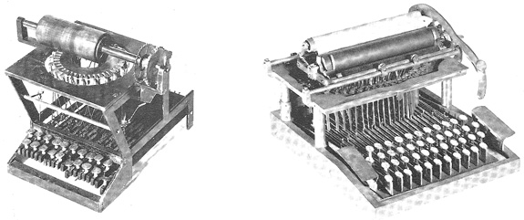 Experimental Sholes & Glidden typewriters circa 1873. Photo Credit