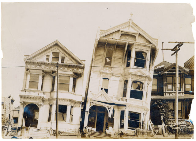 Photograph of the Effect of Earthquake on Houses Built on Loose or Made Ground After the 1906 San Francisco Earthquake, 1906