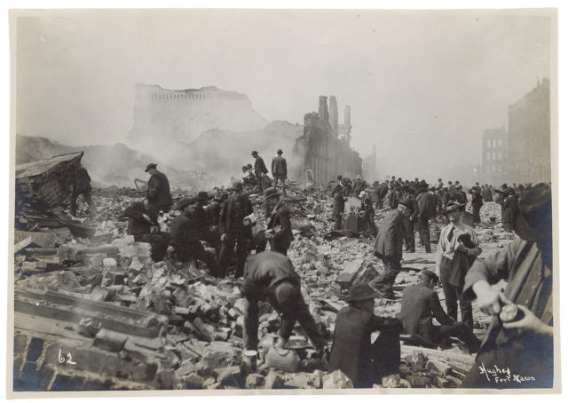 Photograph of Souvenir Hunters After the 1906 San Francisco Earthquake, 1906