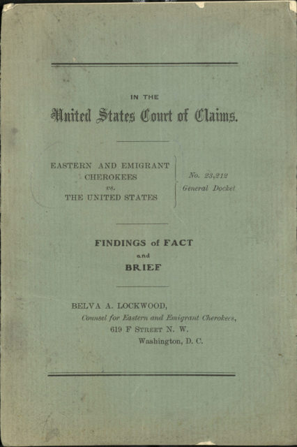 In the United States Court of Claims. Eastern and Emigrant Cherokees vs. the United States, no. 23,212 general docket. Photo credit