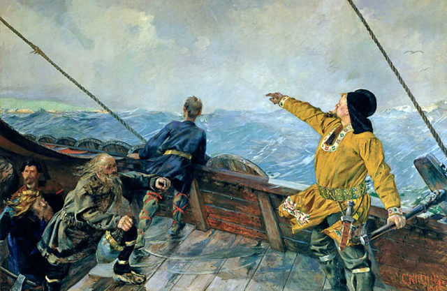 Leiv Eriksson oppdager Amerika (“Leif Erikson discovers America”) by Christian Krogh, 1893.